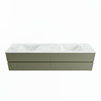 MONDIAZ VICA-DLUX 200cm badmeubel onderkast Army 4 lades. Inbouw wastafel CLOUD dubbel 2 kraangaten, kleur Opalo.
