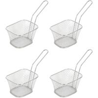 Patat/snack serveermandje/frituurmandje - 4x - zilver - 11 x 14 x 6 cm