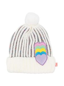 Billieblush bonnet rayé à patch cœur - Blanc