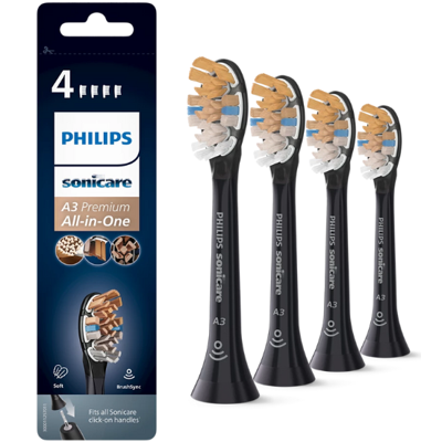 Philips Sonicare A3 Premium All in One HX9094/11 Zwart - 4 stuks Philips Sonicare A3 Premium All in One HX9094/11 Zwart - 4 stuks