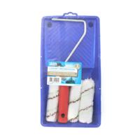 Schilder set - 5-delig - microvezel - lak en beits - met lekbak en beugel - 3 verfrollers