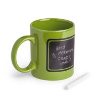 Luxe krijt koffiemok/beker - groen - keramiek - met zwart schrijfvlak - 350 ml   - - thumbnail