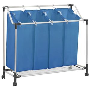 VidaXL Wassorteerder met 4 zakken staal blauw
