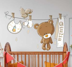 Muursticker babykamer Teddybeer