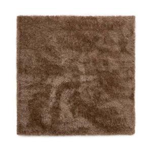 Tapeso Vierkant hoogpolig vloerkleed velvet - Posh bruin - 240x240 cm