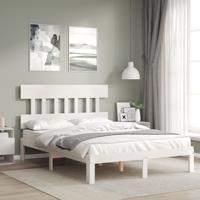 Bedframe met hoofdbord massief hout wit