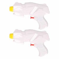 2x Mini waterpistolen/waterpistool wit van 15 cm kinderspeelgoed