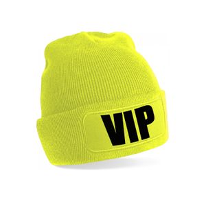 VIP muts/beanie onesize unisex - geel