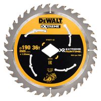 DeWalt Accessoires Extreme Runtime Cirkelzaagblad voor DCS577 190mm 36T (ruitvormig asgat) - DT40271-QZ - DT40271-QZ
