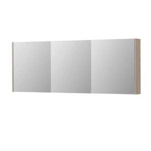 INK SPK1 Spiegelkast - 160x14x60cm - 3 deuren - dubbelzijdige Spiegel - schakelaar en stopcontact - MFC Ivoor eiken 1110830