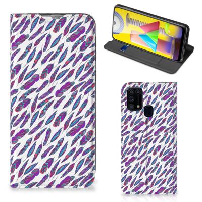 Samsung Galaxy M31 | Hoesje met Magneet | Feathers Color Samsung Galaxy M31 | Hoesje met Magneet | Feathers Color