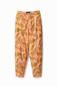 Koraalkleurige broek met safariprint - RED - M