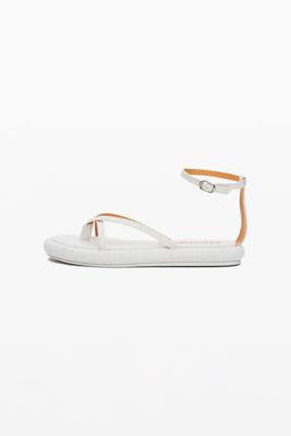Platte sandalen met enkelbandje - WHITE - 39
