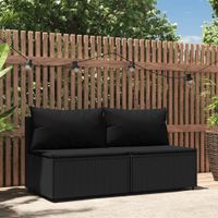 Tuinmiddenbanken met kussens 2 st poly rattan zwart