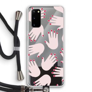 Hands pink: Samsung Galaxy S20 Transparant Hoesje met koord