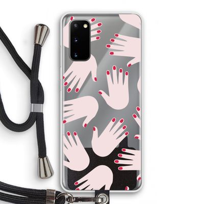 Hands pink: Samsung Galaxy S20 Transparant Hoesje met koord