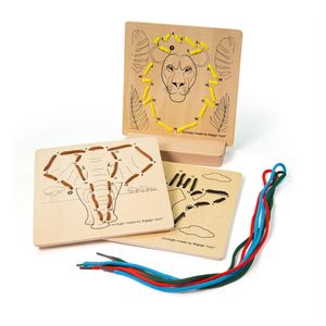 Bigjigs houten rijgpuzzel op nummer jungle, 8dlg.