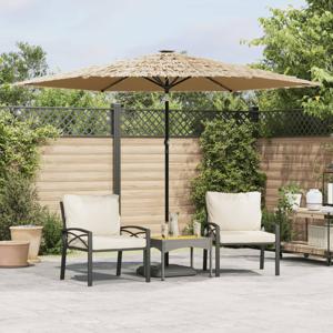 Parasol met LED's en stalen paal 288x288x225 cm bruin