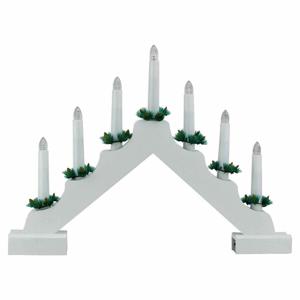 Kerstverlichting kaarsenbrug - wit - met LED verlichting - warm wit - 7 lampjes - 42 cm