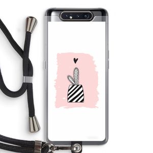 Zwart-wit cactus: Samsung Galaxy A80 Transparant Hoesje met koord