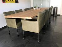 Set van 8 leren kuip eetkamerstoelen - met wieltjes - groen leer - Echt leer, Modern, ontdek de vele Leersoorten en Kleuren bij ShopX