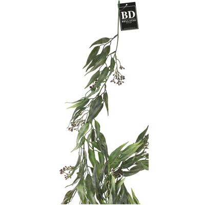 Bellatio Design kunstplant bladeren slinger - Eucalyptus - groen - 198 cm blad decoratie