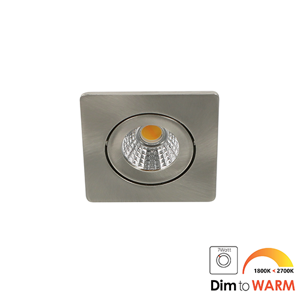 LED mini spot kantelbaar 5Watt vierkant NIKKEL IP65 dimbaar - dim to warm