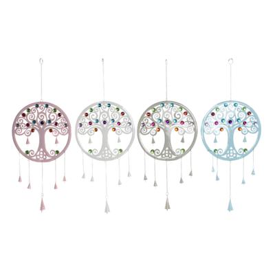 Ophangdecoratie DKD Home Decor Boomstructuur Blauw Wit Grijs Roze 33 x 3 x 81 cm (4 Stuks)