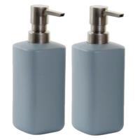 Items Zeeppompje - 2x - 19 cm - polystone - lichtgrijs/zilver - 300 ml - navulbaar - toilet/badkamer