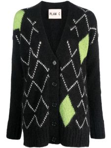 Plan C cardigan en maille à motif géométrique - Noir