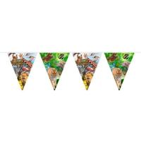 Verjaardag vlaggenlijn slinger - 10 meter - Safari/jungle thema feest - plastic - binnen/buiten