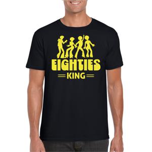 Bellatio Decorations Verkleed shirt voor heren - eighties king - zwart/geel - jaren 80 - carnaval 2XL  -