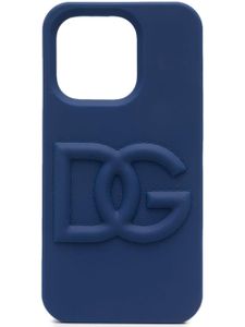 Dolce & Gabbana coque d'iPhone 14 Pro à logo imprimé - Bleu