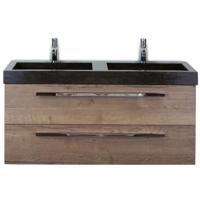 Seville Badmeubelset 120 cm - 2 Laden Tabacco - Wastafel Lucca Dubbel