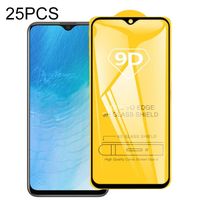 Voor Vivo Y19 25 PCS 9D Full Glue Full Screen Tempered Glass Film