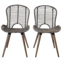 The Living Store Set van 6 Eetstoelen - Natuurlijk Rattan - Bruin - 48 x 64 x 85 cm - thumbnail