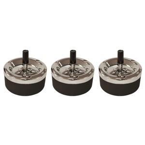 Draai asbak - 3x stuks - zwart chroom - 11,5 cm - draai asbak - drukasbak