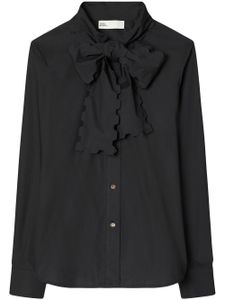 Tory Burch blouse en popeline à nœud festonné - Noir