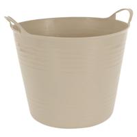 Excellent houseware flexibele wasmand - beige - 27 liter - kunststof - 42 x 40 x 35 cm