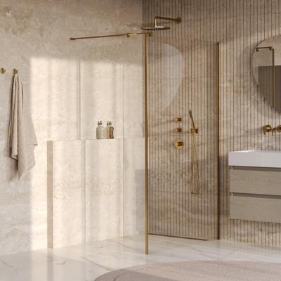 BRAUER Oblivion Inloopdouche - 110x200cm - 30cm zijwand - glascoating - helder glas - geborsteld goud PVD GS-OBI2H11030200GG