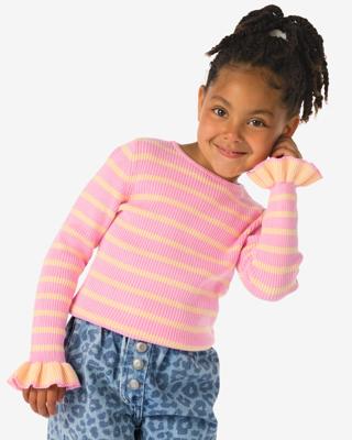 HEMA Kindertrui rib strepen roze (roze)