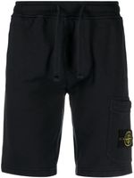 Stone Island Compass-appliqué cotton track shorts - Bleu - thumbnail