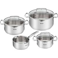 Tefal Duetto+ Kookpannenset - 4 delig - RVS - met glazen deksels