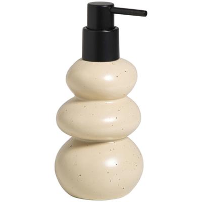 Leen Bakker - Zeeppomp Pebbles - Keramiek - Beige - 8.2x8.2x17.5 Cm