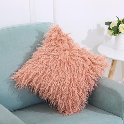 Fluweel lang pluche kussen cover populaire vierkante harige cover Home bed kamer decoratie kussensloop grootte: 45 x 45cm (roze)