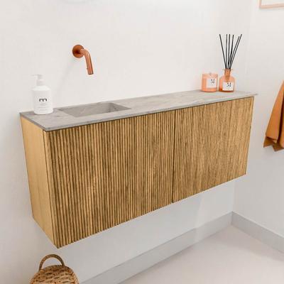 Toiletmeubel Mondiaz Joya Dlux | 100 cm | Meubelkleur Oak | Faye wastafel Glace Wasbak Links | Zonder kraangat(en)
