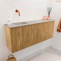 Toiletmeubel Mondiaz Joya Dlux | 100 cm | Meubelkleur Oak | Faye wastafel Glace Wasbak Links | Zonder kraangat(en)
