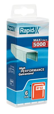 Rapid Nieten 6mm Type 53 Gegalvaniseerd, Kunststofbox 5000st Lengte 6mm