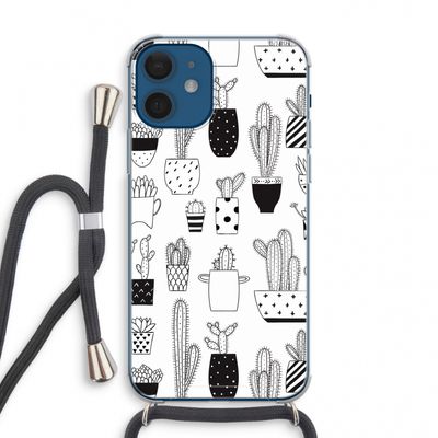 Cactusmotief: iPhone 12 mini Transparant Hoesje met koord
