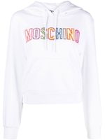 Moschino hoodie crop à logo brodé - Blanc - thumbnail